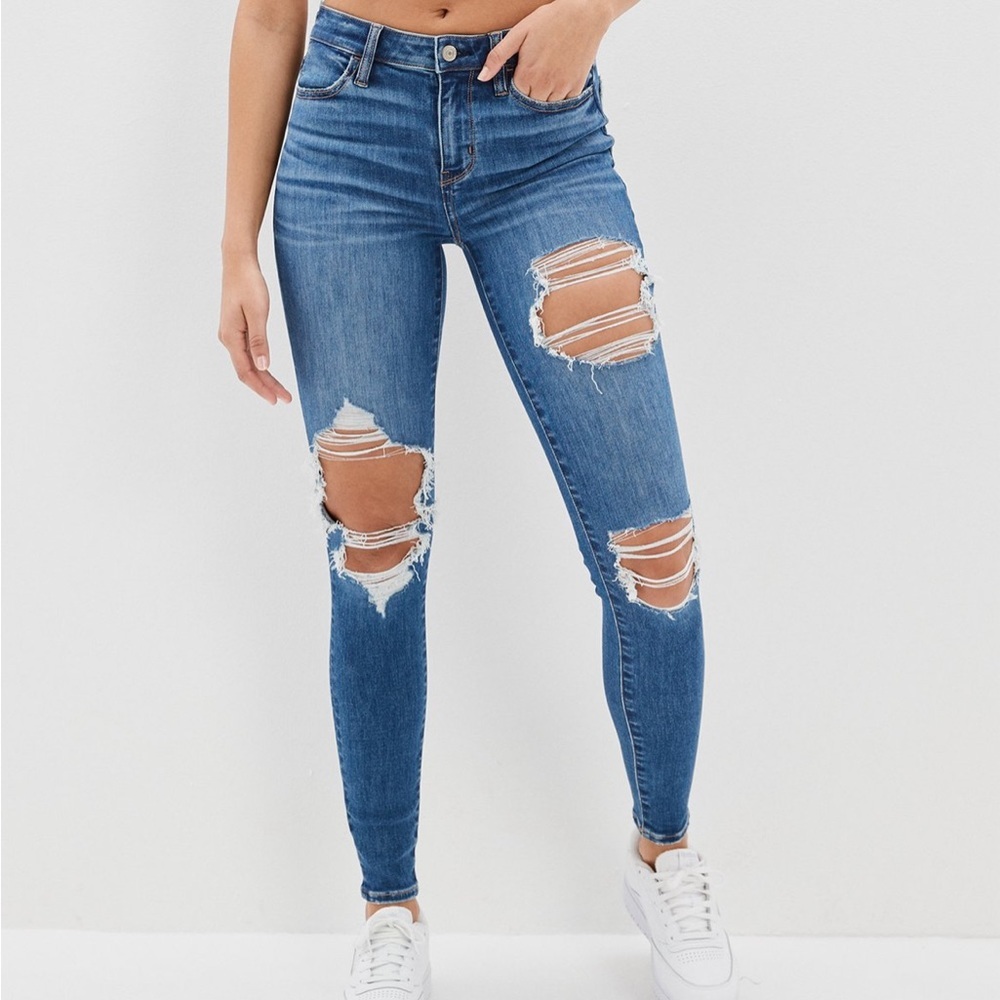 AMERICAN EAGLE Distressed Blue Skinny Jeans - Picture 8 of 8
